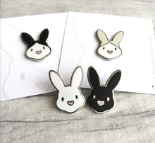 Load image into Gallery viewer, Seconds - Rabbit enamel pins. Enamel badge. Enamel bunny brooch with pink heart shaped nose