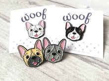 Load image into Gallery viewer, Seconds - French bulldog enamel pins, black enamel badge