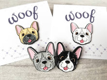 Load image into Gallery viewer, Seconds - French bulldog enamel pins, black enamel badge