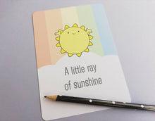Load image into Gallery viewer, A little ray of sunshine postcard. A happy, cheerful positive message for posting or framing