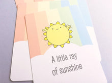 Load image into Gallery viewer, A little ray of sunshine postcard. A happy, cheerful positive message for posting or framing