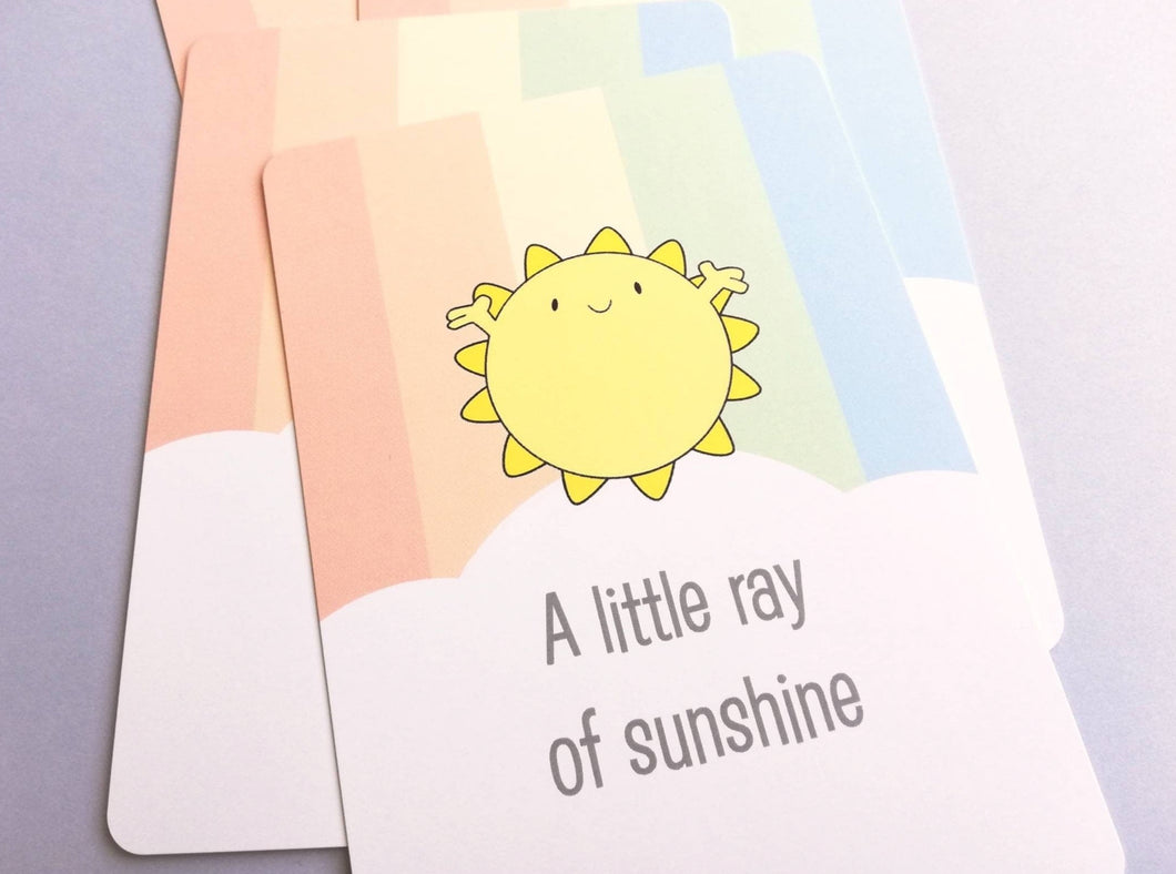 A little ray of sunshine postcard. A happy, cheerful positive message for posting or framing