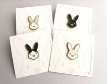 Load image into Gallery viewer, Seconds - Rabbit enamel pins. Enamel badge. Enamel bunny brooch with pink heart shaped nose