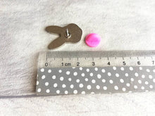Load image into Gallery viewer, Rabbit enamel pins. Enamel badge. Enamel bunny brooch with pink heart shaped nose. Black, white, grey and white, black and white rabbits