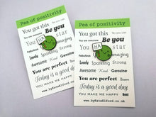 Load image into Gallery viewer, Ha pea, a happy pea of positivity enamel pin, a cute positive enamel brooch, supportive, funny friend gift
