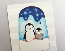 Load image into Gallery viewer, Ice lolly penguin postcard. Penguins on ice
