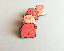 Load image into Gallery viewer, A fuzzy feeling enamel pin, cute glittery pin, positive enamel brooch, friendship, cuddly supportive enamel badges