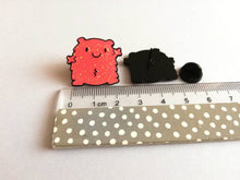 Load image into Gallery viewer, A fuzzy feeling enamel pin, cute glittery pin, positive enamel brooch, friendship, cuddly supportive enamel badges