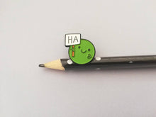 Load image into Gallery viewer, Don't worry, be happy enamel pin. Be Ha pea, a happy pea of positivity, a cute, positive, funny friend gift, care, cheer up present