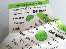 Load image into Gallery viewer, Pea of positivity, glasses, screen cleaner, positive gift, lens cloth, screen wipe, fabric screen wipe, you got this