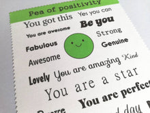 Load image into Gallery viewer, Pea of positivity, glasses, screen cleaner, positive gift, lens cloth, screen wipe, fabric screen wipe, you got this