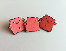 Load image into Gallery viewer, A fuzzy feeling enamel pin, cute glittery pin, positive enamel brooch, friendship, cuddly supportive enamel badges
