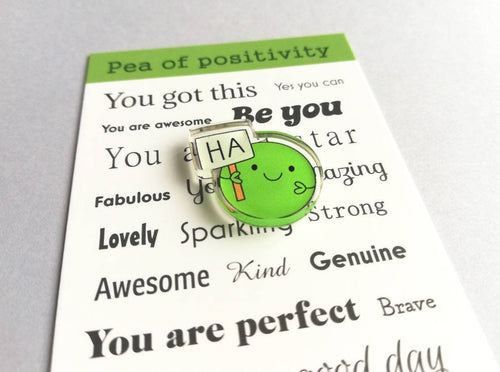 Pea of positivity, Ha pea magnet, tiny recycled acrylic pea, mini cute happy pea, positive, friendship gift, care, magnet