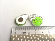 Load image into Gallery viewer, Pea of positivity, Ha pea magnet, tiny recycled acrylic pea, mini cute happy pea, positive, friendship gift, care, magnet