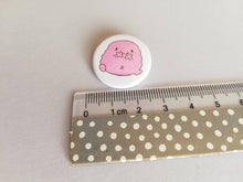 Load image into Gallery viewer, A little giggle button badge, cute pink blob, positive gift, friendship, care, supportive, funny, mini badge