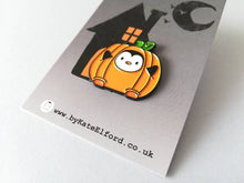 Load image into Gallery viewer, Seconds - Pumpkin penguin enamel pin, Cute Halloween brooch, autumn pin