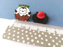Load image into Gallery viewer, Seconds - Pudding penguin enamel pin, Christmas pudding brooch, enamel pins