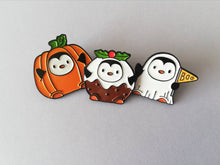Load image into Gallery viewer, Seconds - Pudding penguin enamel pin, Christmas pudding brooch, enamel pins