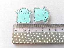 Load image into Gallery viewer, A little positive vibe magnet, tiny recycled acrylic, mini cute blue blob, positive gift, friendship, support, care