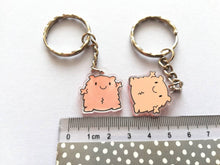 Load image into Gallery viewer, A fuzzy feeling keyring, cute happy, love, positive key fob, friendship, support, care, recycled acrylic