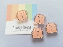 Load image into Gallery viewer, A fuzzy feeling magnet, tiny recycled acrylic, mini cute blob, love, positive gift, friendship, support, care