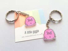 Load image into Gallery viewer, A little giggle keyring, cute happy, friend, positive key fob, funny, friendship, support, care, recycled acrylic