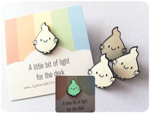 Load image into Gallery viewer, A little bit of light for the dark enamel pin, cute glow in the dark positive brooch, friendship, care, anxiety, supportive enamel badges