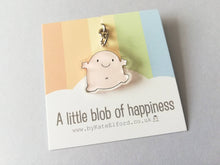 Load image into Gallery viewer, A little blob of happiness keyring, cute pink blob, positive key fob, friendship, supportive, recycled acrylic