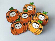 Load image into Gallery viewer, Seconds - Pumpkin penguin enamel pin, Cute Halloween brooch, autumn pin