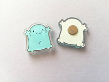 Load image into Gallery viewer, A little positive vibe magnet, tiny recycled acrylic, mini cute blue blob, positive gift, friendship, support, care