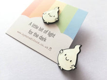 Load image into Gallery viewer, A little bit of light for the dark enamel pin, cute glow in the dark positive brooch, friendship, care, anxiety, supportive enamel badges