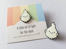 Load image into Gallery viewer, A little bit of light for the dark enamel pin, cute glow in the dark positive brooch, friendship, care, anxiety, supportive enamel badges
