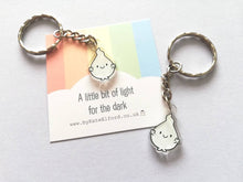 Load image into Gallery viewer, A little bit of light for the dark keyring, cute happy blob, positive key fob, friendship, anxiety, support, care, recycled acrylic