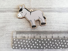 Load image into Gallery viewer, Seconds. Wonky donkey wooden decoration. Grey Christmas nativity donkey made from environmentally friendly wood