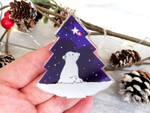 Load image into Gallery viewer, Polar bear and star recycled acrylic Christmas decoration