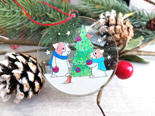 Load image into Gallery viewer, Guinea pig Christmas decoration. Recycled acrylic, cute Christmas tree ornament, eco friendly