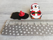 Load image into Gallery viewer, Seconds - Christmas penguin enamel pin, Father Christmas, Boo the penguin