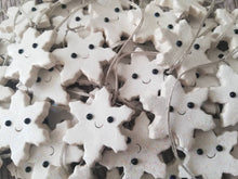 Load image into Gallery viewer, Pottery mini snowflake. Little Christmas tag. Hand painted ceramics, glittery snow