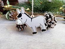 Load image into Gallery viewer, Seconds. Wonky donkey wooden decoration. Grey Christmas nativity donkey made from environmentally friendly wood