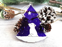 Load image into Gallery viewer, Polar bear and star recycled acrylic Christmas decoration