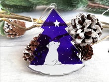 Load image into Gallery viewer, Polar bear and star recycled acrylic Christmas decoration