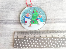 Load image into Gallery viewer, Guinea pig Christmas decoration. Recycled acrylic, cute Christmas tree ornament, eco friendly