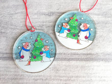 Load image into Gallery viewer, Guinea pig Christmas decoration. Recycled acrylic, cute Christmas tree ornament, eco friendly