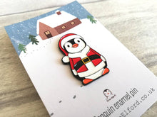 Load image into Gallery viewer, Seconds - Christmas penguin enamel pin, Father Christmas, Boo the penguin