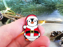 Load image into Gallery viewer, Seconds - Christmas penguin enamel pin, Father Christmas, Boo the penguin
