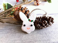 Load image into Gallery viewer, Mini ceramic Christmas rabbit, glitter ceramic bunny