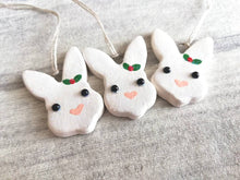 Load image into Gallery viewer, Mini ceramic Christmas rabbit, glitter ceramic bunny