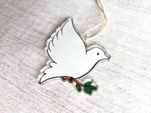 Load image into Gallery viewer, Dove Christmas tree decoration. Recycled acrylic Christmas ornament