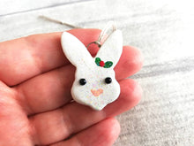 Load image into Gallery viewer, Mini ceramic Christmas rabbit, glitter ceramic bunny
