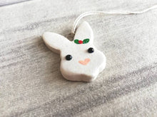 Load image into Gallery viewer, Mini ceramic Christmas rabbit, glitter ceramic bunny